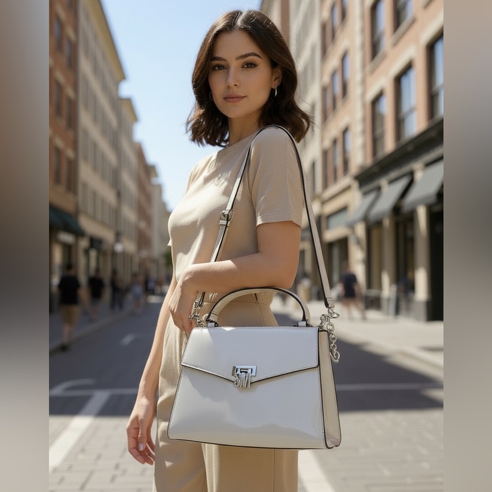 Steve Madden Ivory Handbag Crossbody Faux Leather